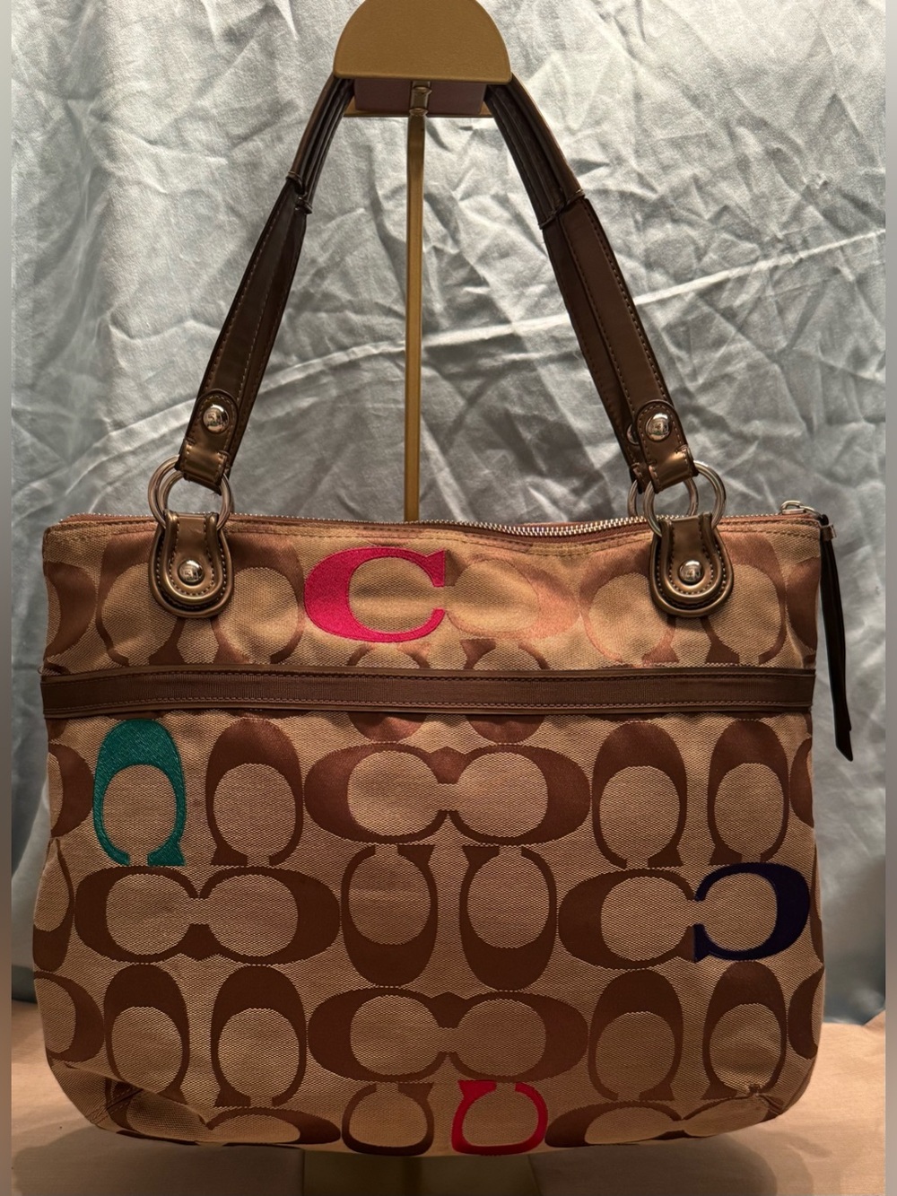 Coach Poppy Signature C Glam Tote - Picture 3 of 15